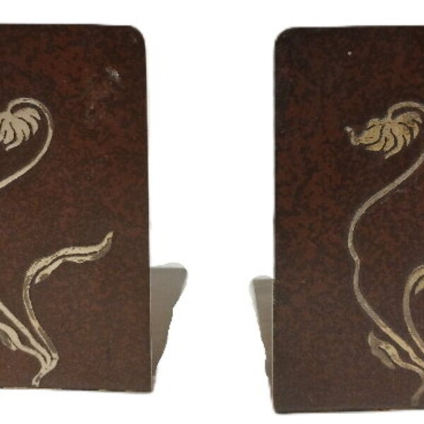 Arts & Crafts Sterling over bronze signed bookends